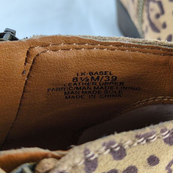 Lucky Brand Basel Women's 8.5 Leopard Print Leather Ankle Booties Side Zip Heel - Picture 6 of 10